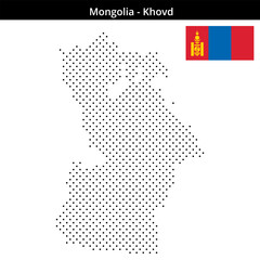 Fototapeta premium Map of Mongolia region Khovd in small cross shaped dots