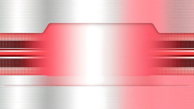 Generate a layered vector design using only silver and red, halftone transitions creating depth, with a large central space purposefully excluded from design elements