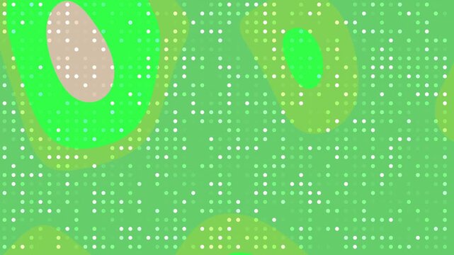 Abstract Green Background with Organic Shapes and Dotted Grid Pattern