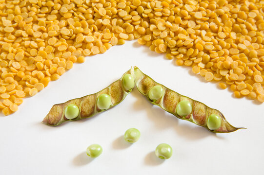 green pigeon pea on a white background