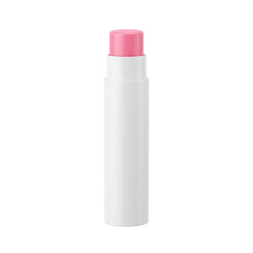 Pink Lip Balm Stick on White Background - Beauty and Skincare Product Mockup