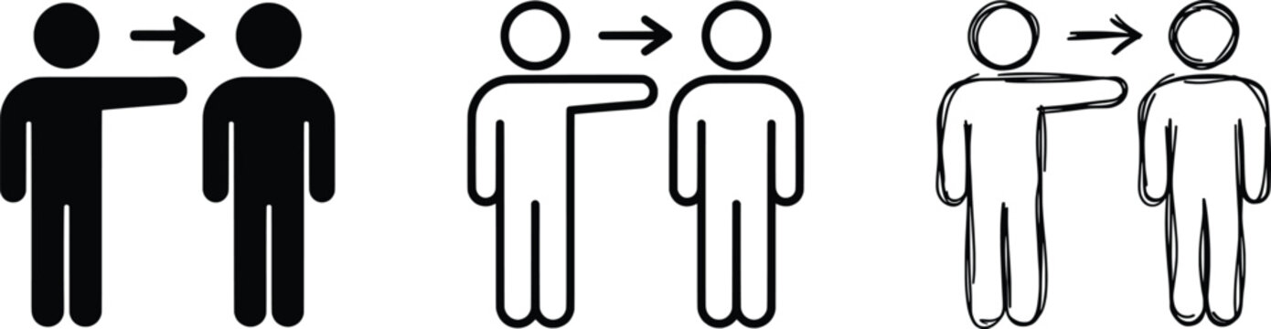 Referral program icon set in EPS format, person referring a friend vector illustration, human resources recruitment and recommendation symbols