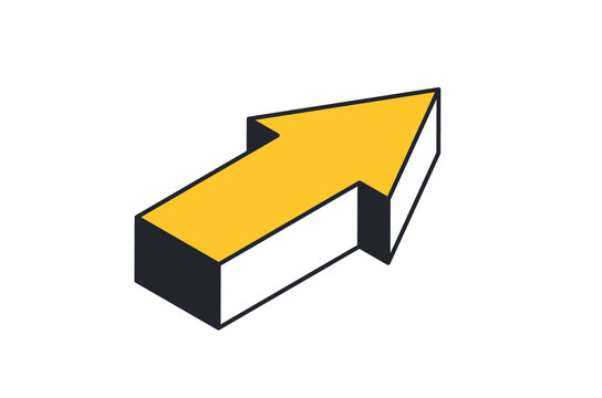 Isometric Diagonal Yellow Arrow Vector Icon