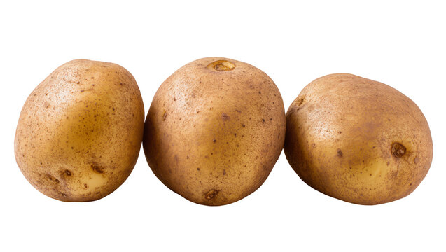 Isolated raw potatoes, fresh whole organic vegetables ready for cooking or baking