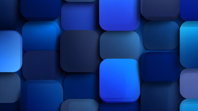 Gradient blue rounded rectangles in abstract grid pattern with gradient effect creates sense depth rectangles various shades background technology