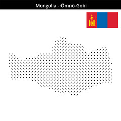 Fototapeta premium Map of Mongolia region Ömnö-Gobi in small cross shaped dots