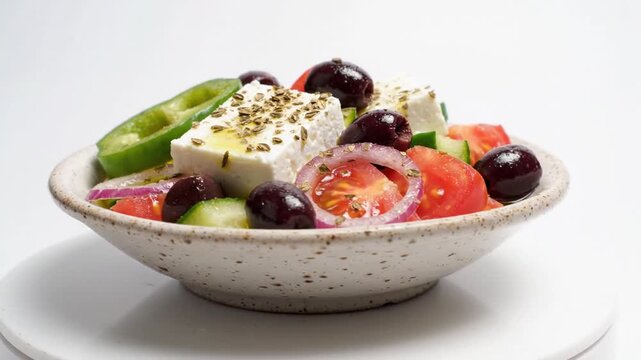 Fresh Greek Salad with Feta Cheese and Kalamata Olives