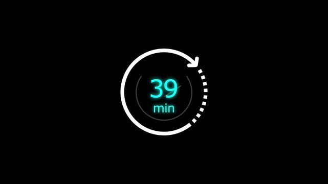 39 min clock icon animation. Clock 39-minute icon Digital and analog clock 39 minutes isolated on white background. and creating a stunning video.4k video.