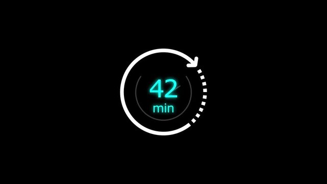 42 min clock icon animation. Clock 42-minute icon Digital and analog clock 42 minutes isolated on white background. and creating a stunning video.4k video.