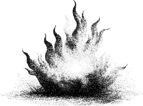 Black and white stippled flame illustration representing tongues of fire for whitsun and pentecost religious background and poster design