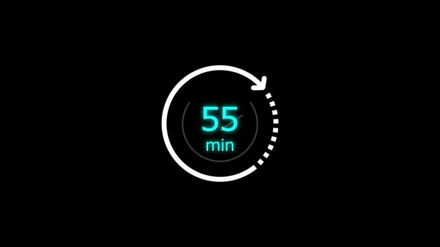 55 min clock icon animation. Clock 55-minute icon Digital and analog clock 55 minutes isolated on white background. and creating a stunning video.4k video.