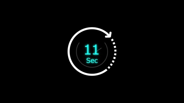 11 sec clock icon animation. Clock 11-second icon Digital and analog clock 11 seconds isolated on white background. and creating a stunning video.4k video.