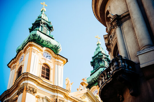 View of University Church of St. Mary the Virgin in Budapest, Hungary.