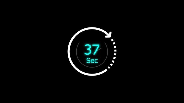 37 sec clock icon animation. Clock 37-second icon Digital and analog clock 37 seconds isolated on white background. and creating a stunning video.4k video.