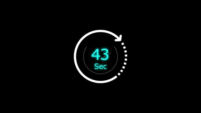 43 Sec clock icon animation. Clock 43-seconds icon Digital and analog clock 43 seconds isolated on white background. and creating a stunning video.4k video.