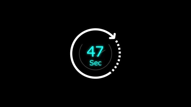 47 Sec clock icon animation. Clock 47-seconds icon Digital and analog clock 47 seconds isolated on white background. and creating a stunning video.4k video.