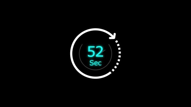 52 Sec clock icon animation. Clock 52-seconds icon Digital and analog clock 52 seconds isolated on white background. and creating a stunning video.4k video.