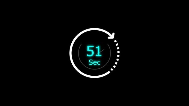 51 Sec clock icon animation. Clock 51-seconds icon Digital and analog clock 51 seconds isolated on white background. and creating a stunning video.4k video.