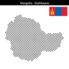 Fototapeta premium Map of Mongolia region Sükhbaatar in medium sized cross shaped dots