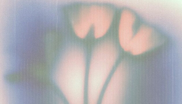Dreamy Botanical Silhouettes with Soft Gradient Glow and Grainy Paper Texture