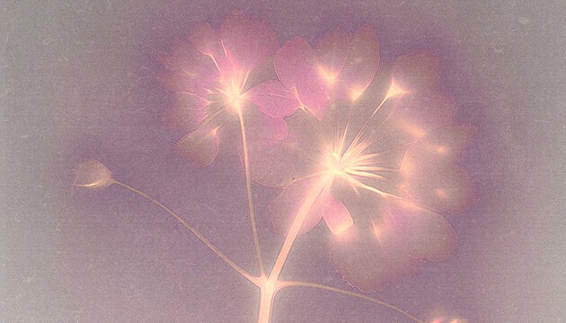 Dreamy Botanical Silhouettes with Soft Gradient Glow and Grainy Paper Texture
