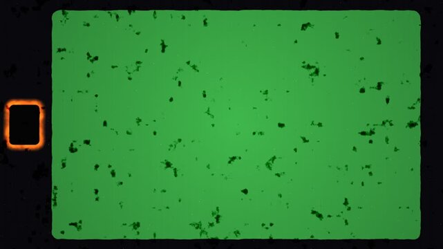 Vintage 16mm film frame overlay with green screen cutout, analog filmstrip border motion graphic for retro video compositing and cinematic projector effects loop 4k