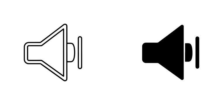 Speaker Volume Icons, Sound Symbol, Audio Control, Mute Button, Vector Graphics