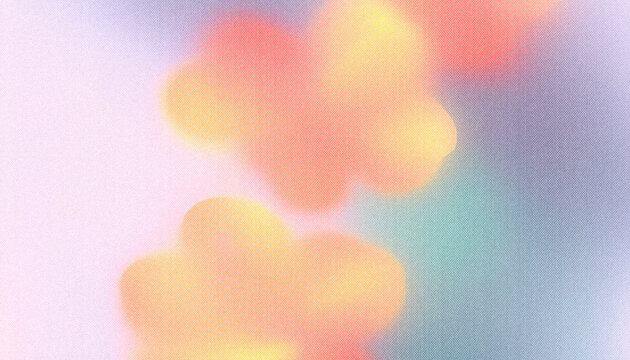 Dreamy Floral Background with Glowing Light, Grainy Paper Texture and Y2K Retro Aesthe