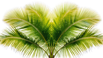 Isolated fresh green tropical coconut palm fronds and leaves, vibrant natural botanical element for design © Vincent