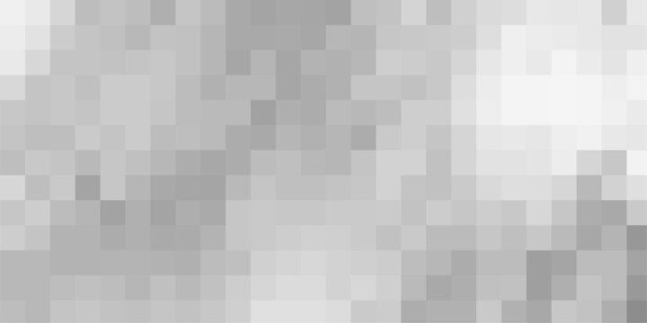 Pixelated abstract grayscale background with a soft gradient from light to dark gray squares and subtle variations