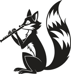 flute fox  animal vector icon  single isolated obj © Paritosh Studio