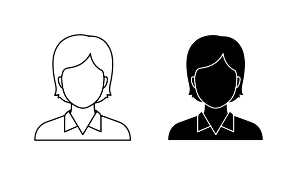 User Profile Icons, Person Silhouette, Avatar Outline, Simple Female Headshot Vector