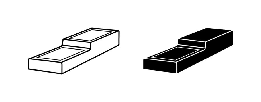 Two Step Component, Electronic Part, Black and White Vector Icons