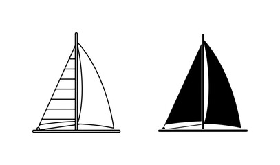 Sailboat Icons, Nautical Vector Graphics, Marine Transport Symbols, Sailing Vessel Illustrations © MD