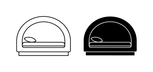 Fototapeta premium Modern Bed Icon Set, Minimalist Bedroom Furniture, Simple Sleeping Couch Vector