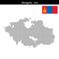 Fototapeta premium Map of Mongolia region Uvs in medium size square dots