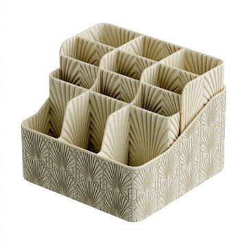 Luxury Art Deco desktop organizer with geometric patterns optimized for 3D printing.