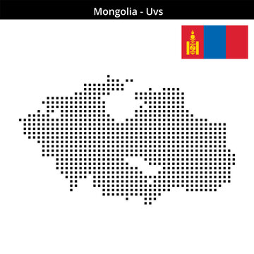 Map of Mongolia region Uvs in medium size square dots