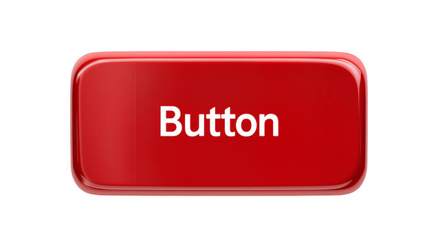 Isolated glossy red push button with elegant white 'Button' text, a clean modern design element