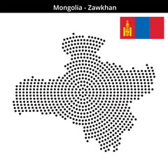 Obraz premium Map of Mongolia region Zawkhan in concentric medium dots