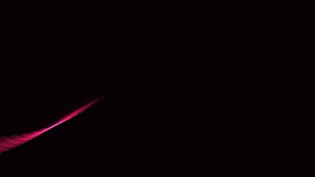 Glowing pink particle stream flowing in rhythmic wave patterns across a dark digital space environment