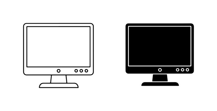 Retro Computer Monitor Icons, Vintage Display Set, Classic Screen Graphics, Digital Technology Vector