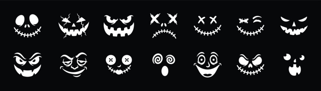 Monster Expression Icon Pack &ndash; Halloween Horror Face Collection, EPS 10