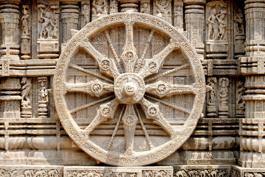 detail of an old stone wheel