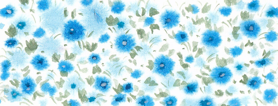 Sfondo pattern floreale acquerello blu