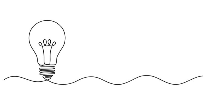 Continuous single line drawing of light bulb representing idea concept with lightbulb