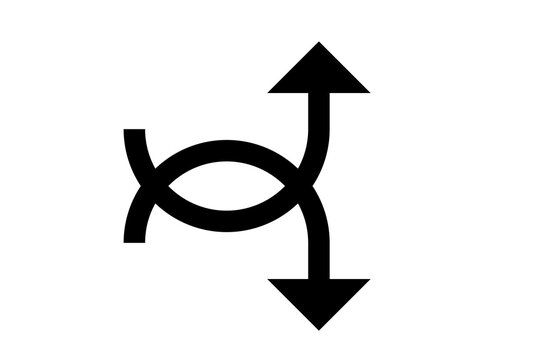 Diverging Curved Opposite Directions Arrows Vector Icon
