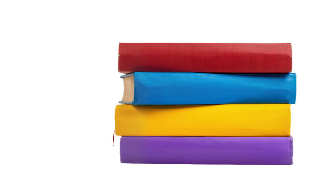 Isolated stack of colorful hardcover books representing education, learning, and literature