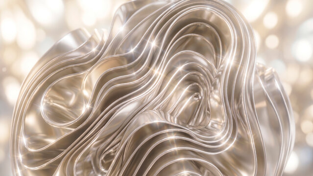 platinum metallic dynamic fluid shape. 3d rendering.