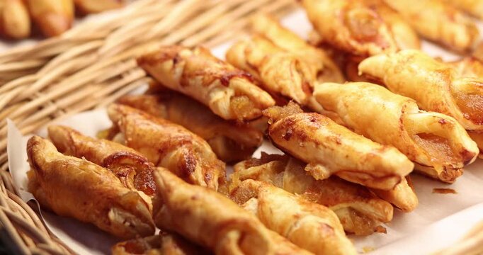 Pastries with Jam Filling, Bakery bread Baked goods in a tray, Pastry delicious, Baked goods, Fresh food, retail shopping, bakery business